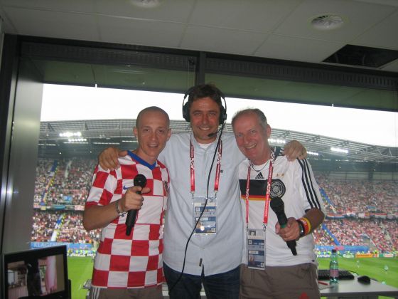 Highlight: Moderation des EM-Spiels Deutschland vs. Kroatien in Klagenfurt 2008 © Archiv